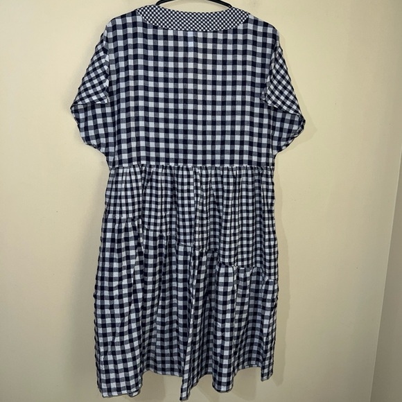 11.1 Tylho Anthropologie V-Neck Gingham Swing Dress NWT - Picture 4 of 5